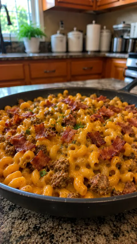 Loaded Bacon Cheeseburger Pasta 🍔🥓🍝