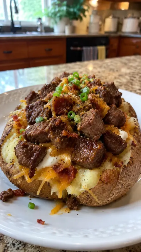 Steak Bites Loaded Baked Potatoes
