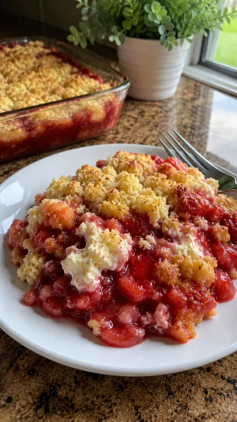 Strawberry Cheesecake Dump Cake