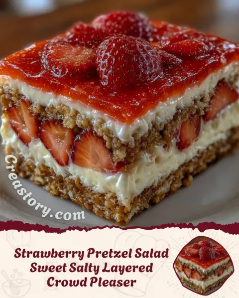 Strawberry Pretzel Salad – Sweet, Salty & Layered Crowd Pleaser 🍓🥨