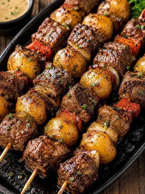 Cajun Butter Potato Beef Kebabs 🥩🥔🔥