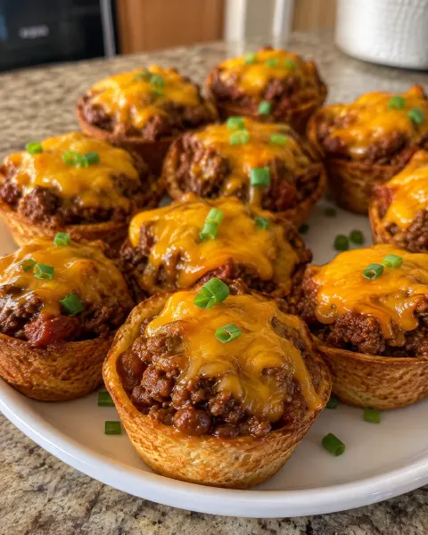 Oven Baked 3-Ingredient Beef Chili Scoops 🌮🧀🥩