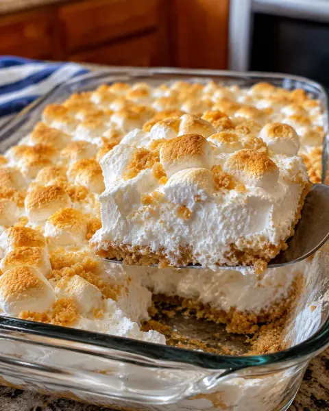 4-Ingredient Baked Marshmallow Fluff Dessert 🍮☁️✨
