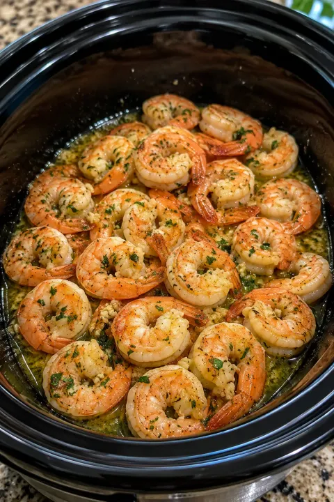 Slow Cooker 4-Ingredient Garlic Butter Shrimp 🍤🧄🧈
