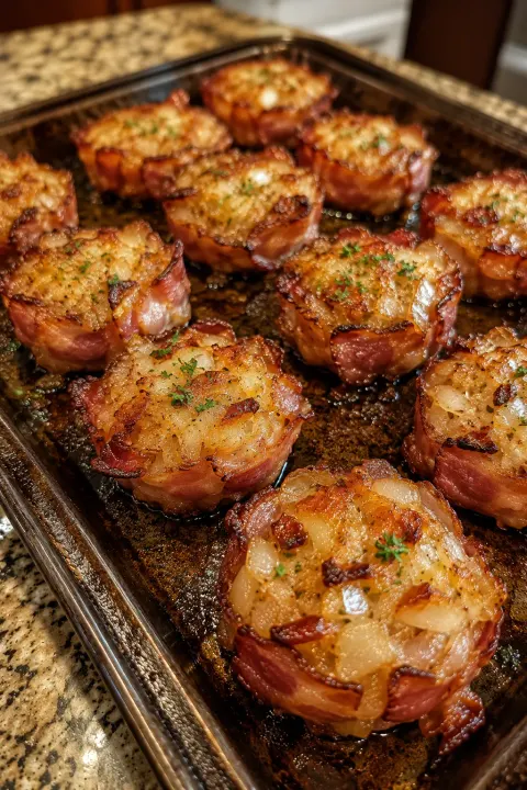 Low Carb 3-Ingredient Bacon Onion Bakes 🥓🧅🧀